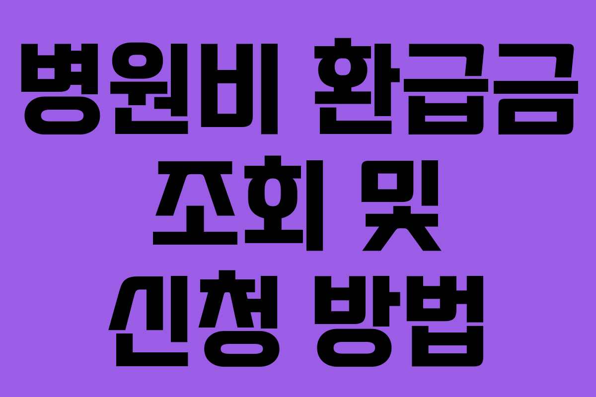 병원비 환급금 조회 및 신청 방법 병원비 환급금 조회 및 신청 방법