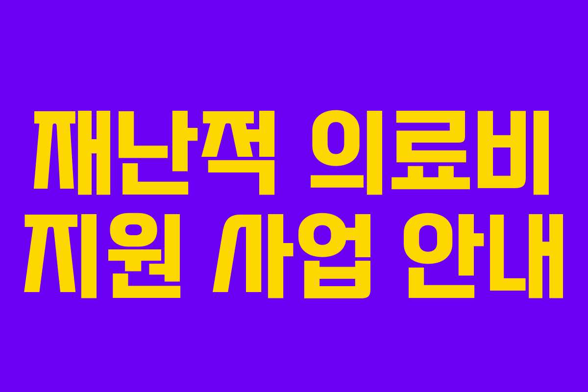 재난적 의료비 지원 사업 안내