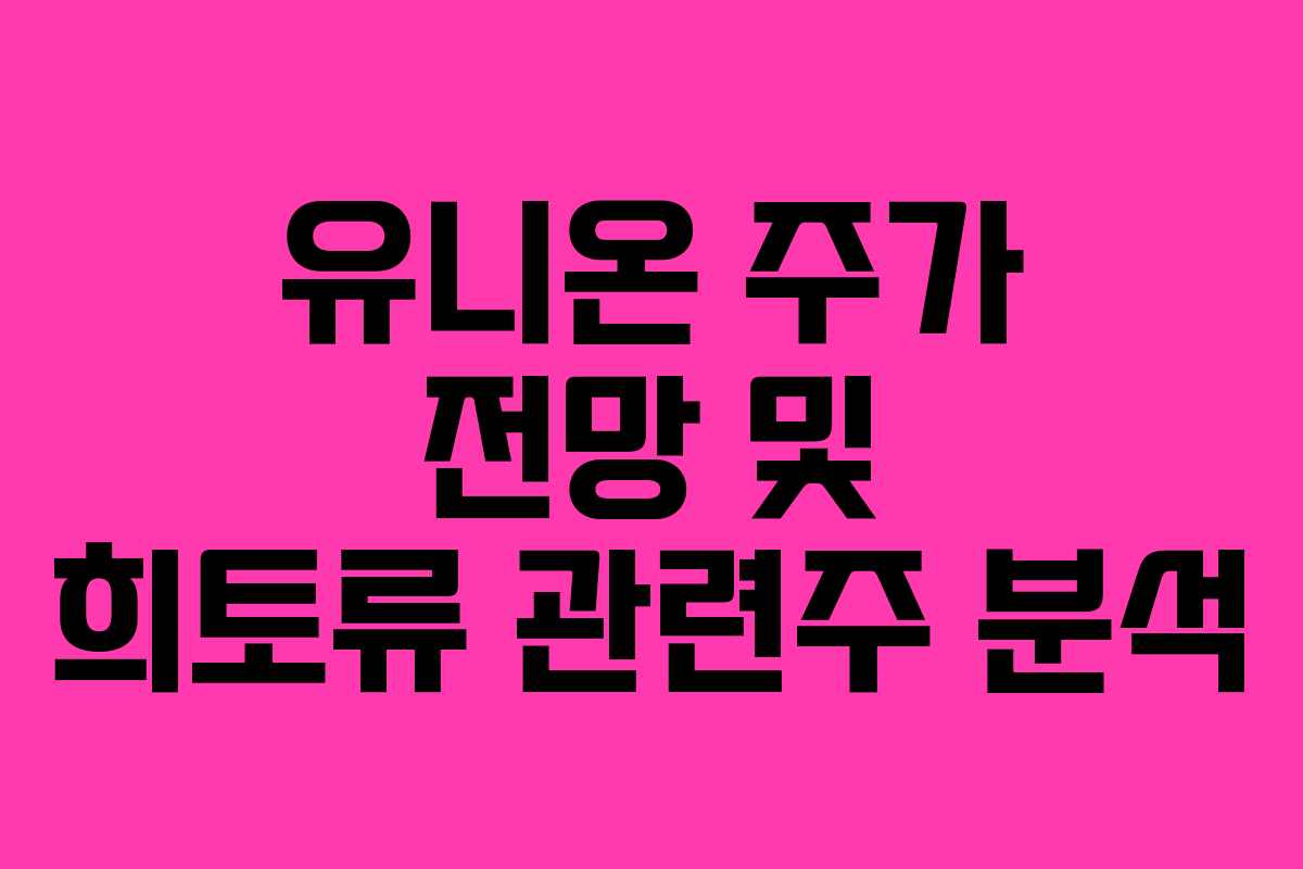 유니온 주가 전망 및 희토류 관련주 분석