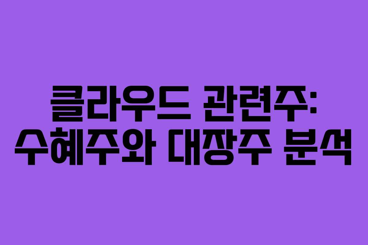 클라우드 관련주: 수혜주와 대장주 분석 클라우드 관련주: 수혜주와 대장주 분석