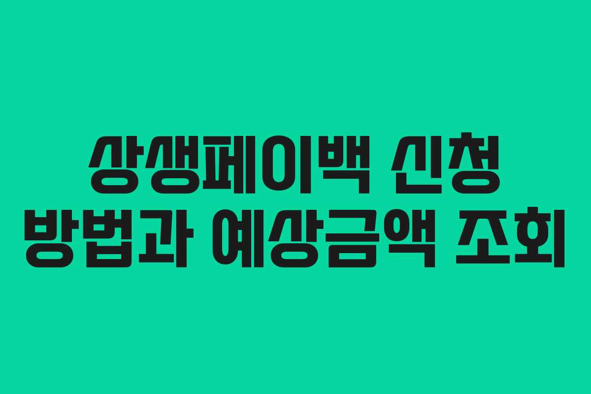 상생페이백 신청 방법과 예상금액 조회
