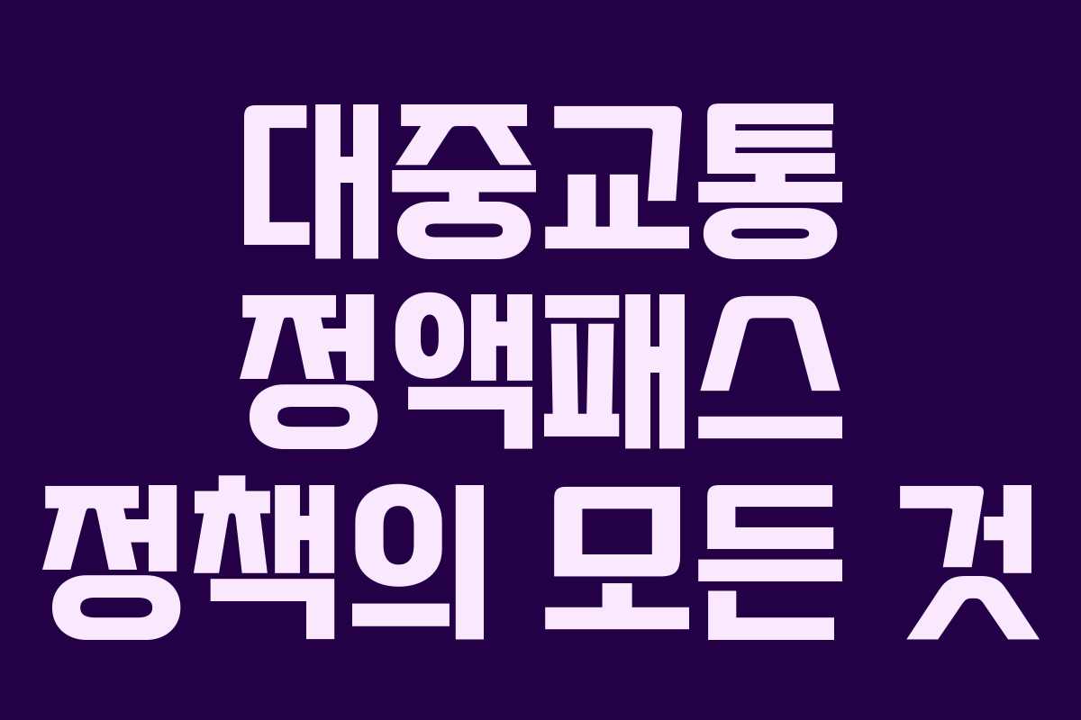 대중교통 정액패스 정책의 모든 것