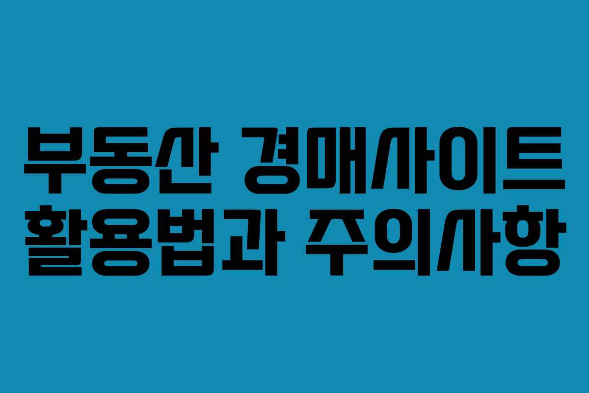 부동산 경매사이트 활용법과 주의사항