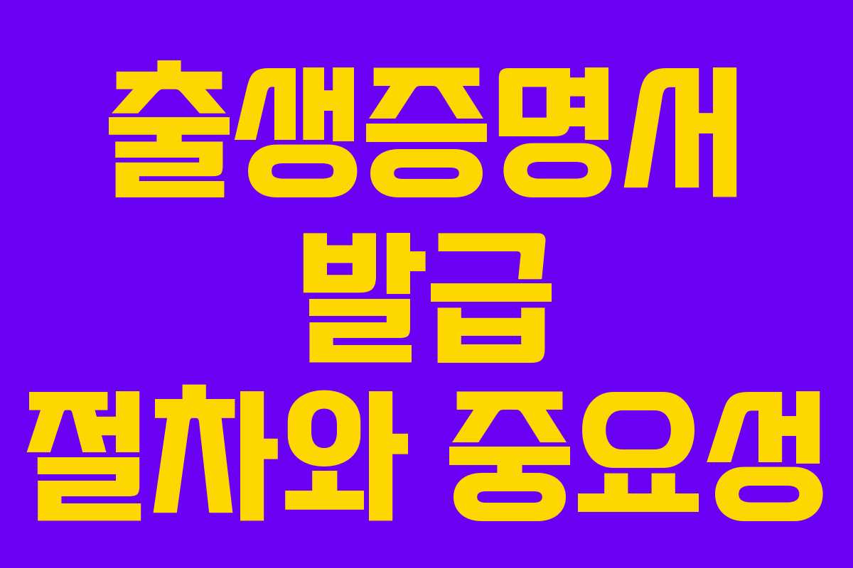 출생증명서 발급 절차와 중요성 출생증명서 발급 절차와 중요성