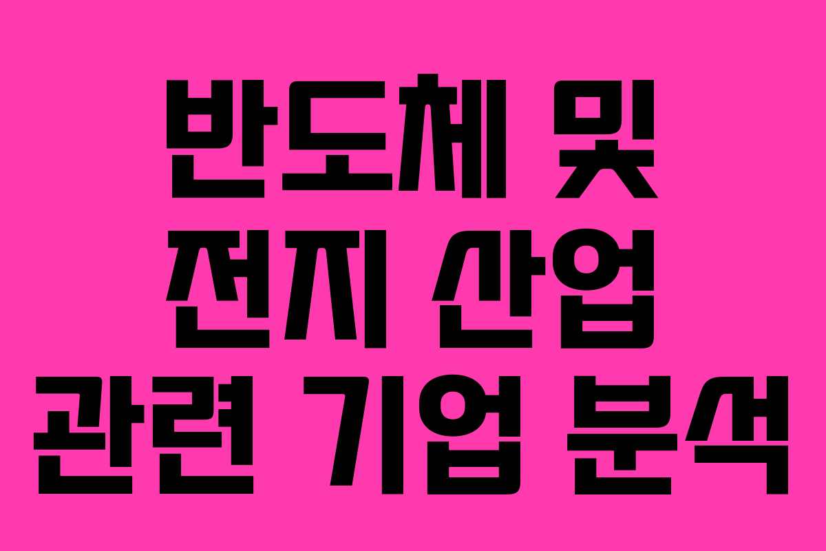 반도체 및 전지 산업 관련 기업 분석