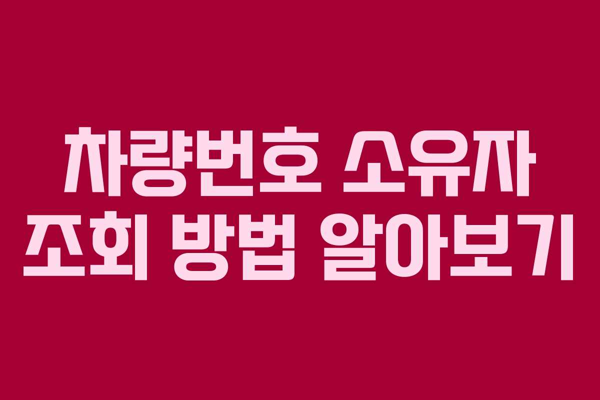 차량번호 소유자 조회 방법 알아보기