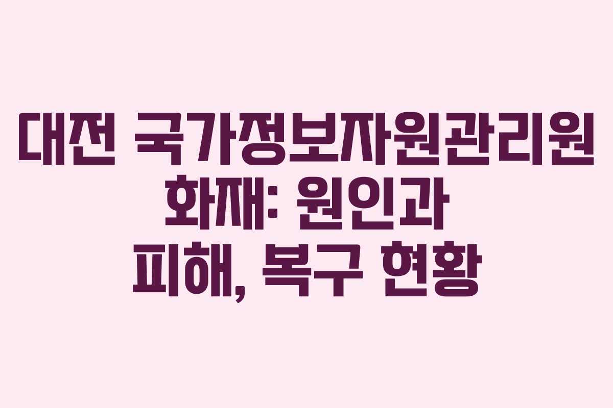 대전 국가정보자원관리원 화재: 원인과 피해, 복구 현황