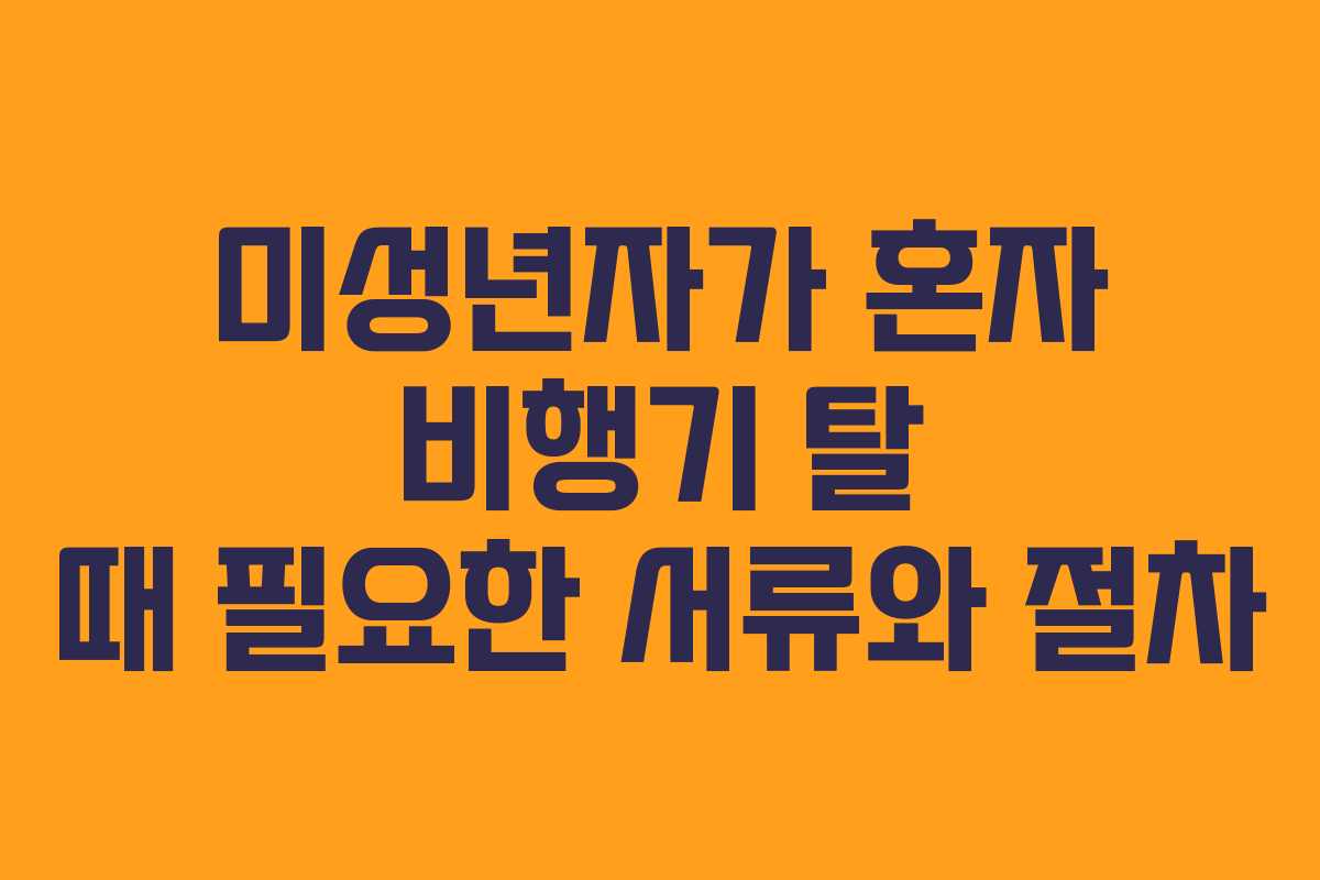 미성년자가 혼자 비행기 탈 때 필요한 서류와 절차