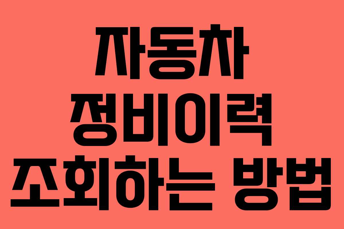 자동차 정비이력 조회하는 방법