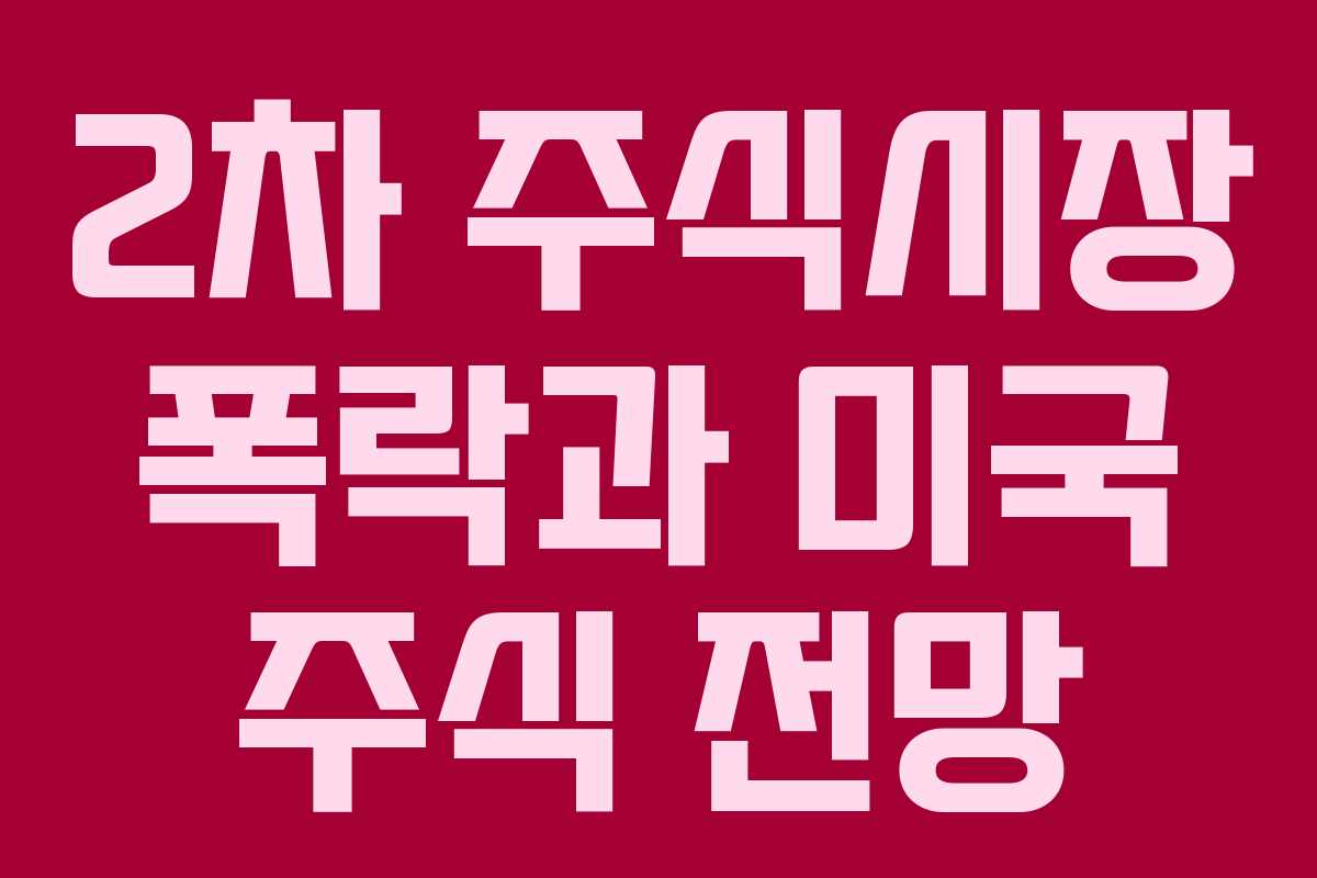 2차 주식시장 폭락과 미국 주식 전망