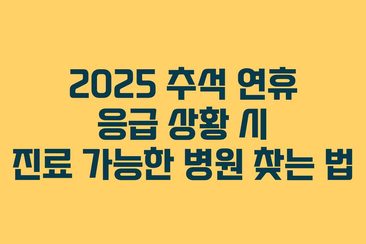 2025 추석 연휴 응급 상황 시 진료 가능한 병원 찾는 법