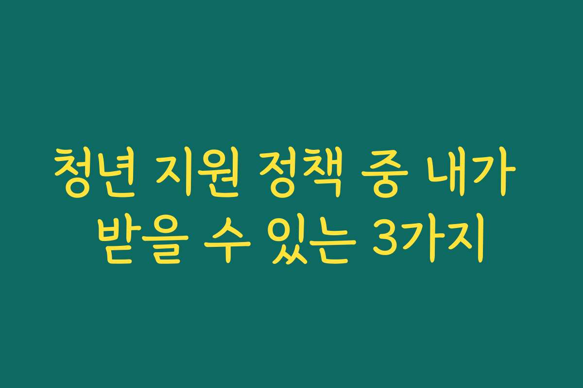 청년 지원 정책 중 내가 받을 수 있는 3가지