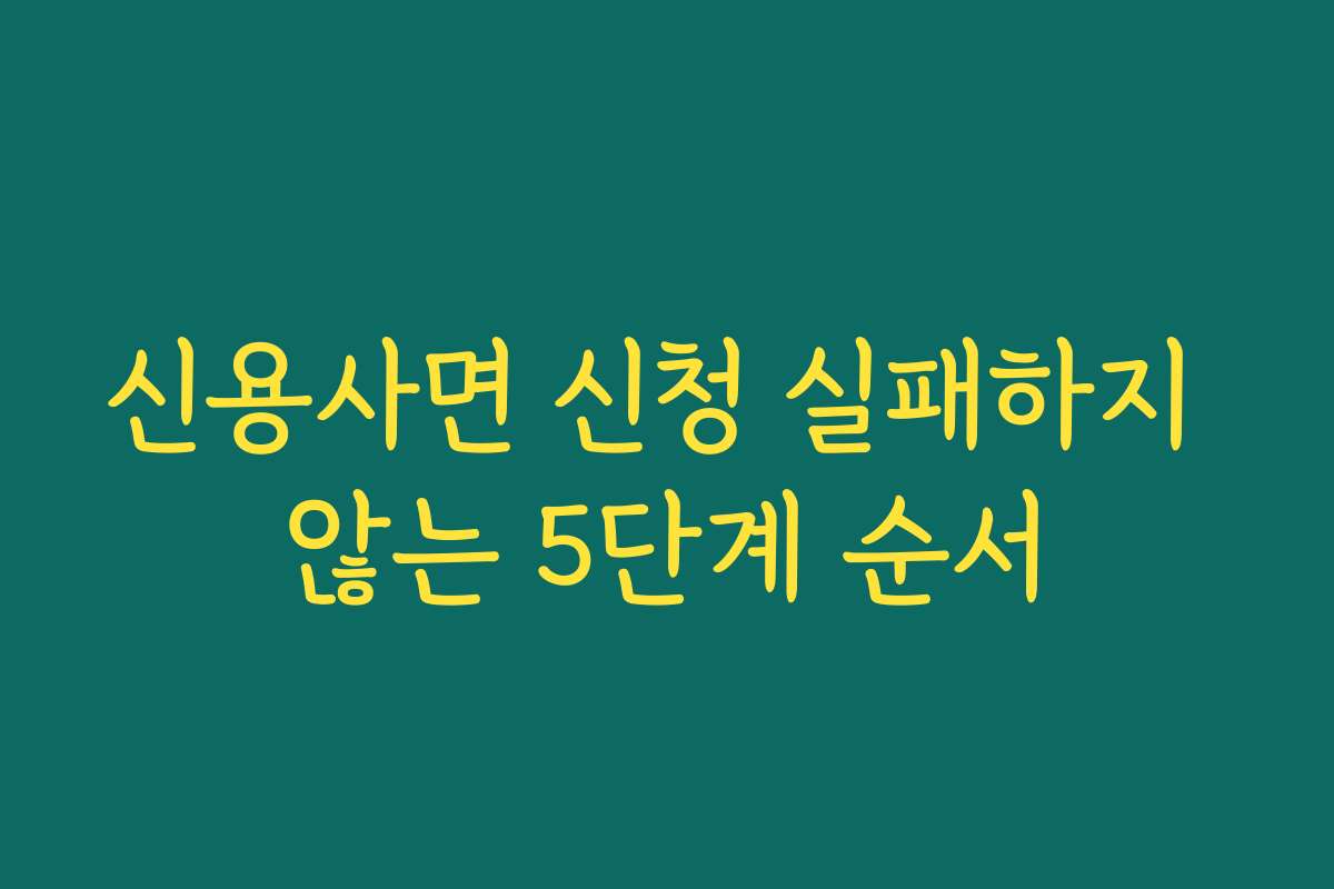 신용사면 신청 실패하지 않는 5단계 순서
