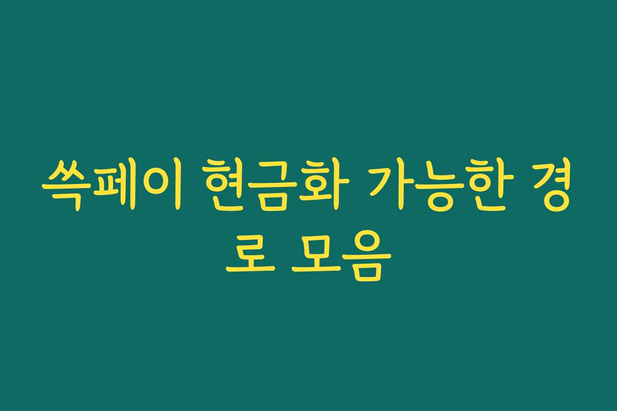 쓱페이 현금화 가능한 경로 모음