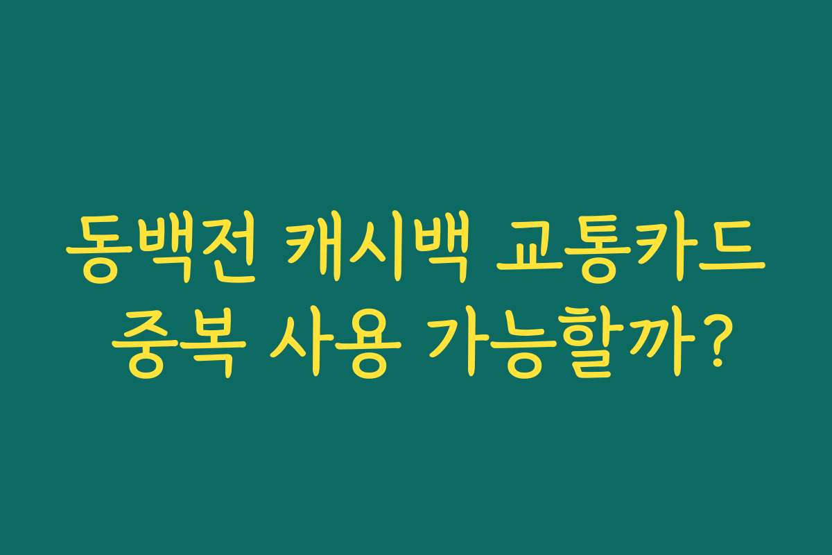 동백전 캐시백 교통카드 중복 사용 가능할까?