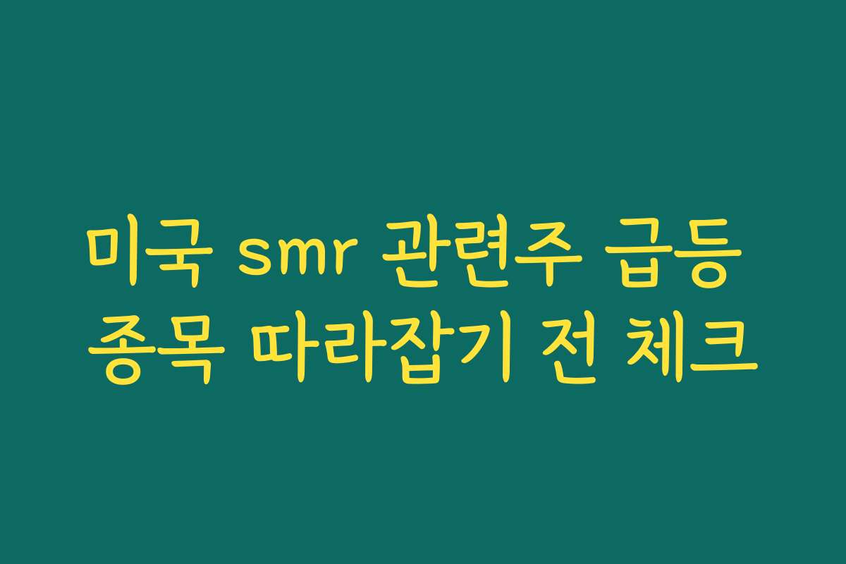 미국 smr 관련주 급등 종목 따라잡기 전 체크
