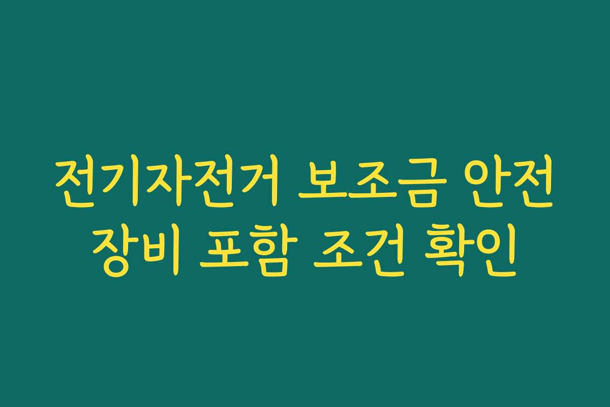 전기자전거 보조금 안전장비 포함 조건 확인 전기자전거 보조금 안전장비 포함 조건 확인