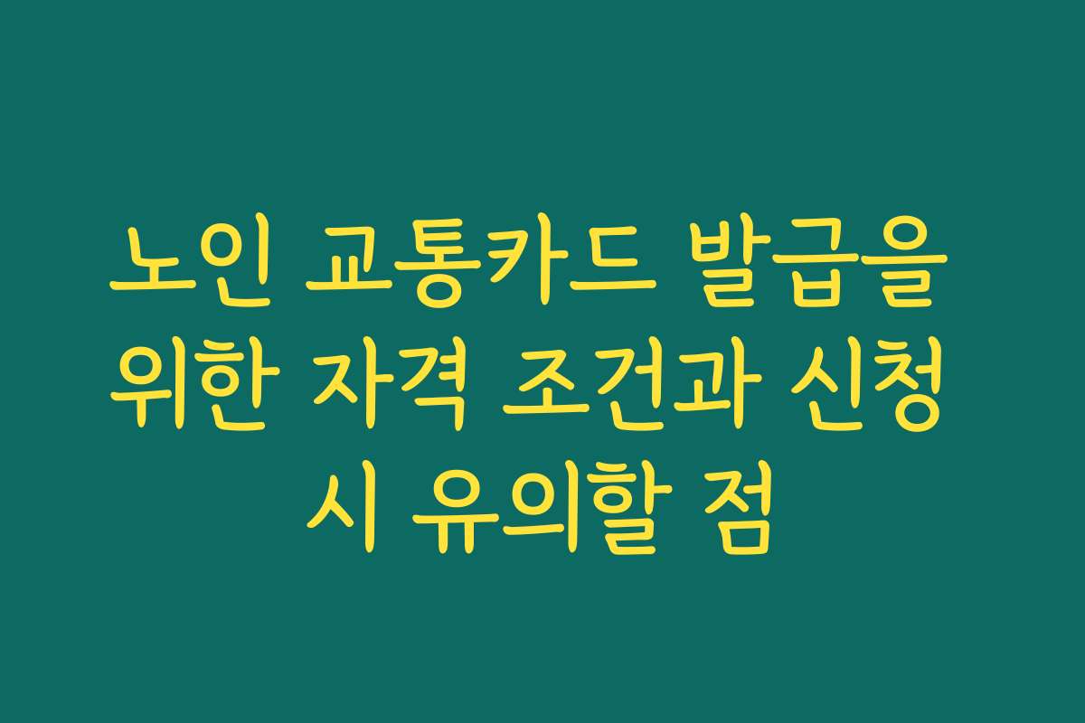 노인 교통카드 발급을 위한 자격 조건과 신청 시 유의할 점