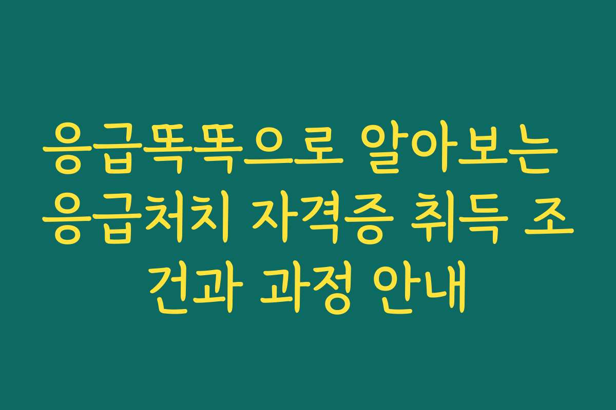 응급똑똑으로 알아보는 응급처치 자격증 취득 조건과 과정 안내