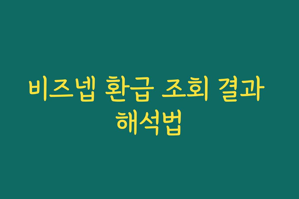 비즈넵 환급 조회 결과 해석법
