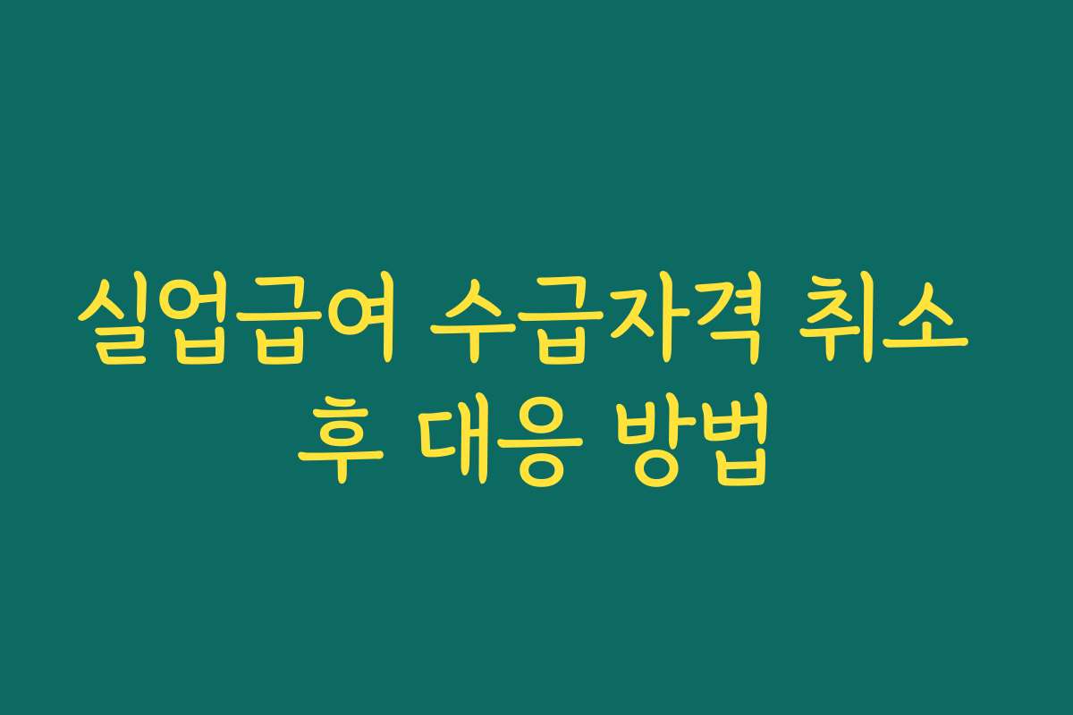 실업급여 수급자격 취소 후 대응 방법