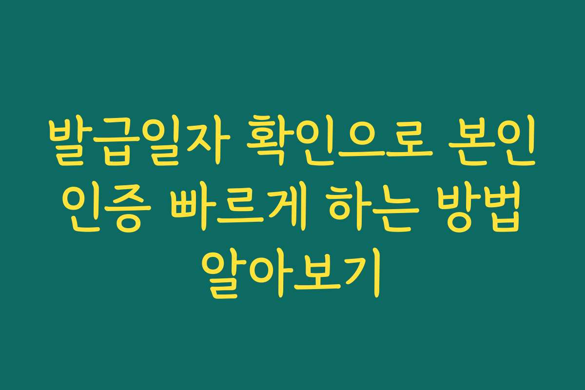 발급일자 확인으로 본인 인증 빠르게 하는 방법 알아보기