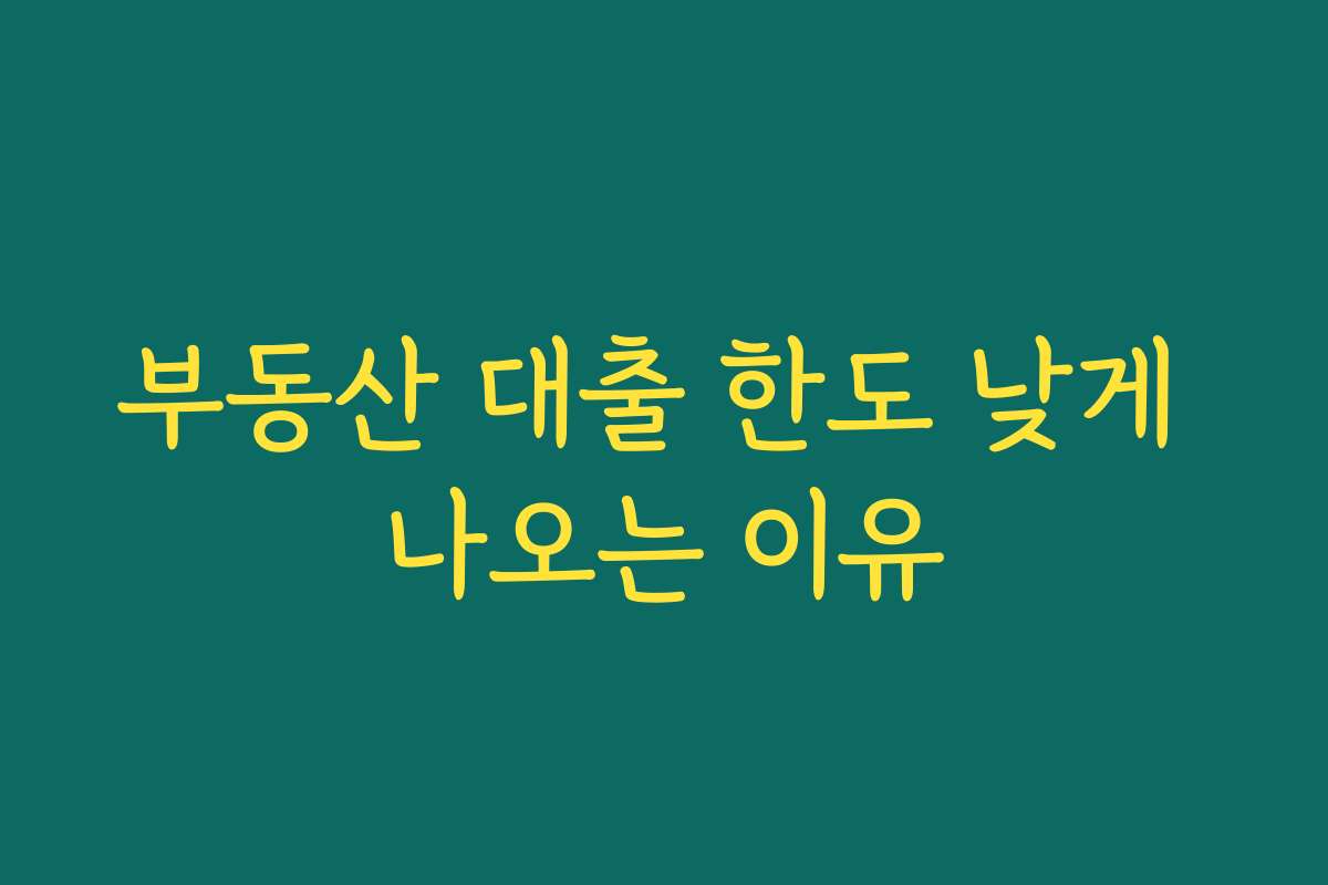 부동산 대출 한도 낮게 나오는 이유