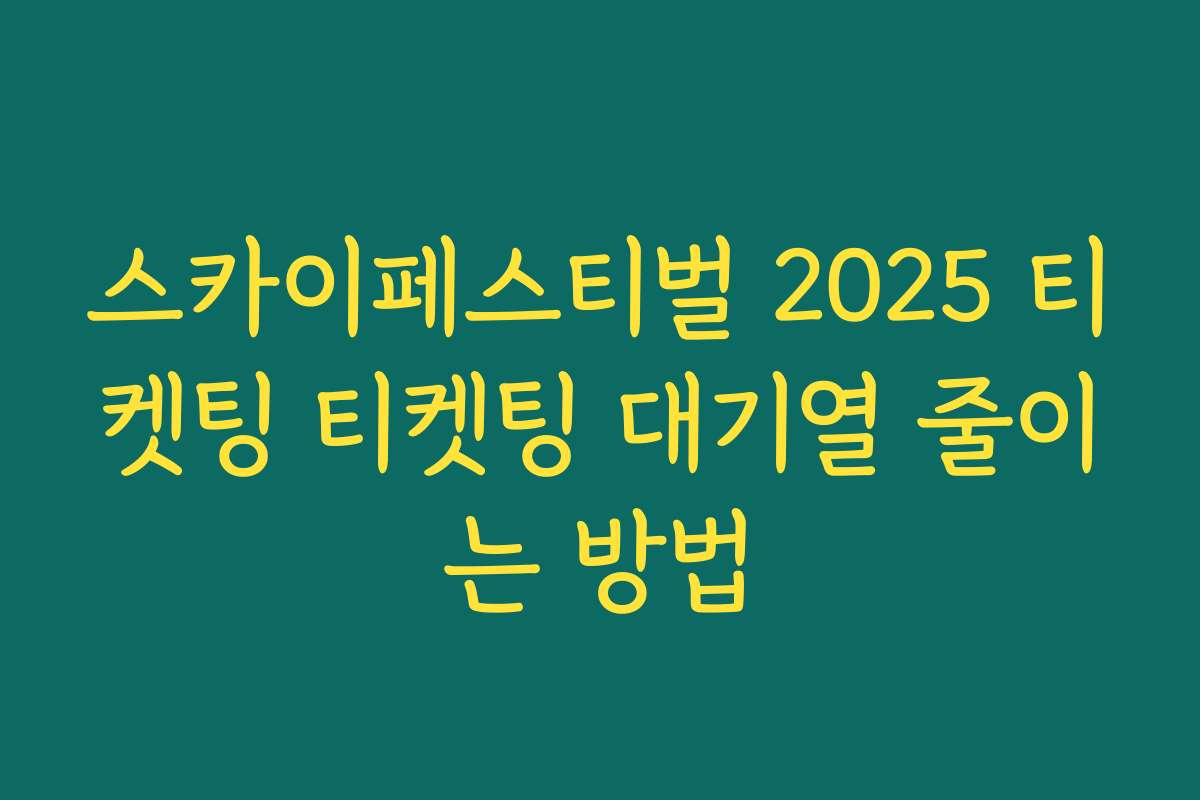 스카이페스티벌 2025 티켓팅 티켓팅 대기열 줄이는 방법