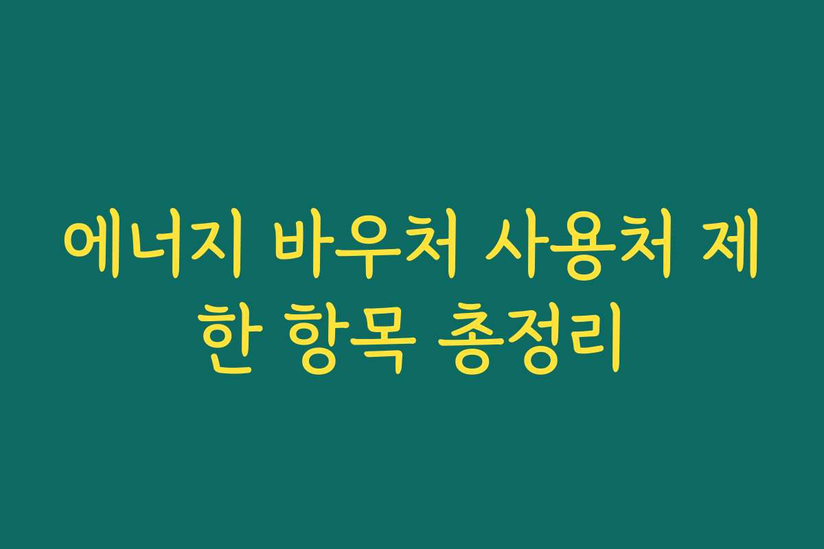 에너지 바우처 사용처 제한 항목 총정리