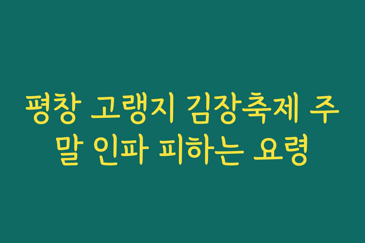 평창 고랭지 김장축제 주말 인파 피하는 요령