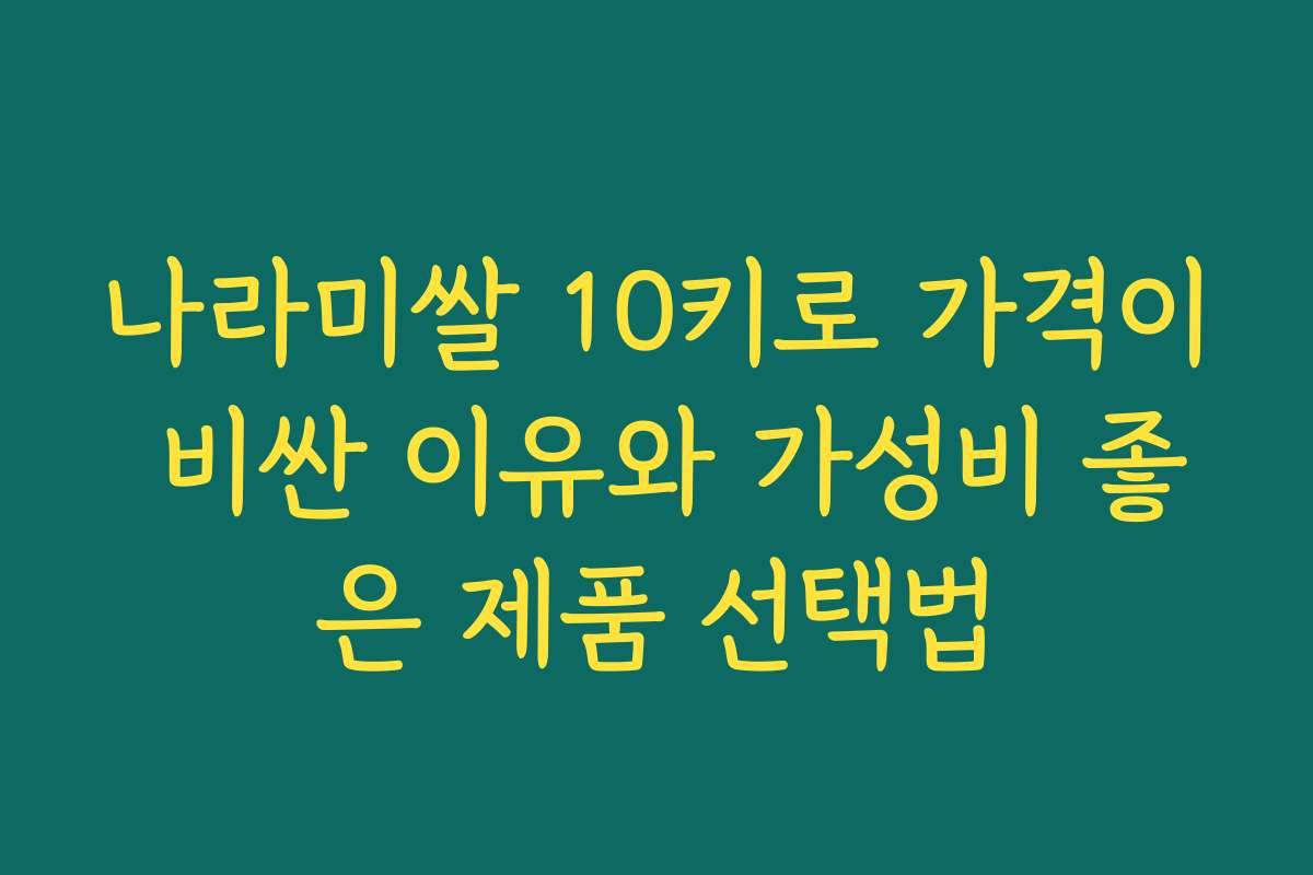 나라미쌀 10키로 가격이 비싼 이유와 가성비 좋은 제품 선택법