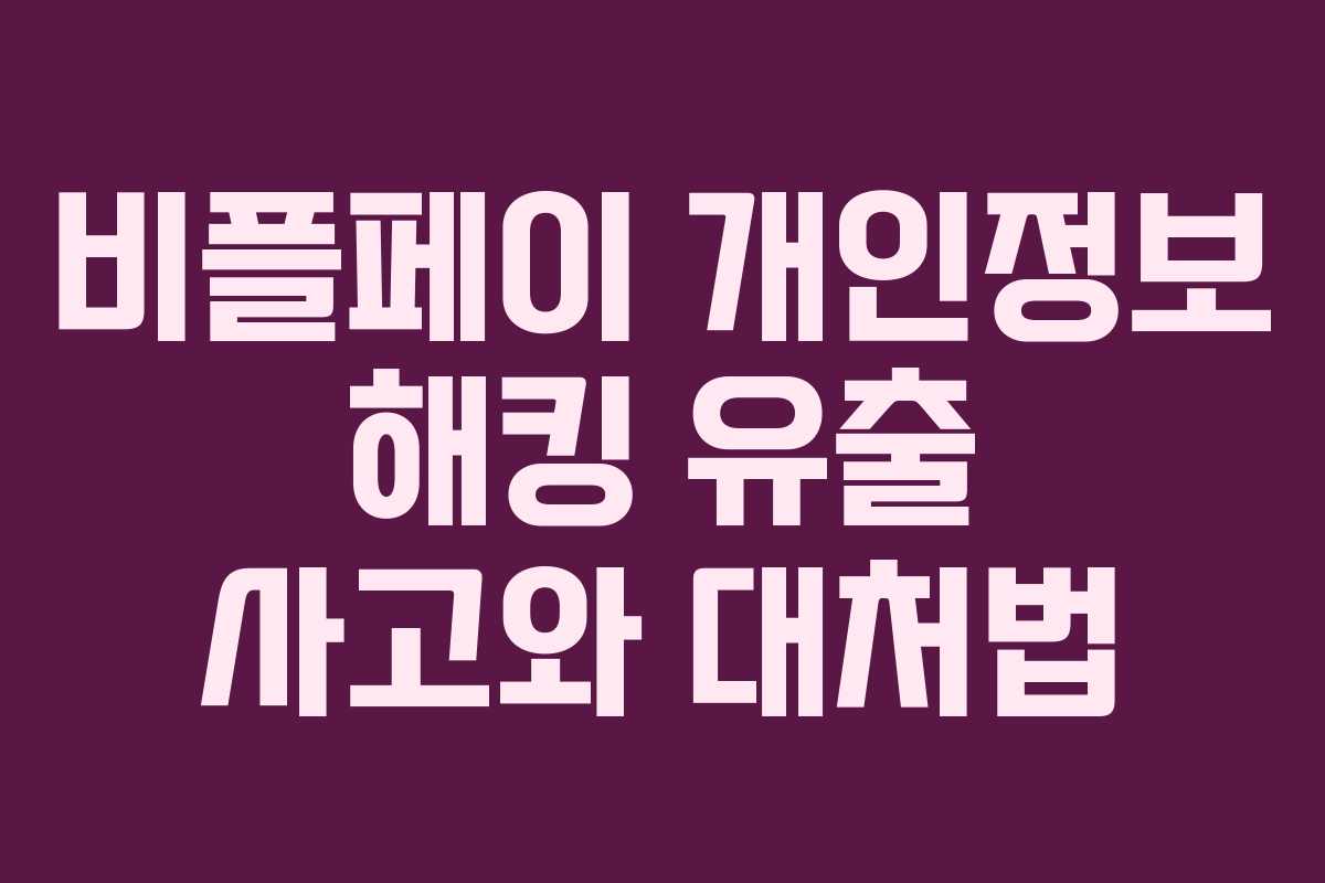 비플페이 개인정보 해킹 유출 사고와 대처법