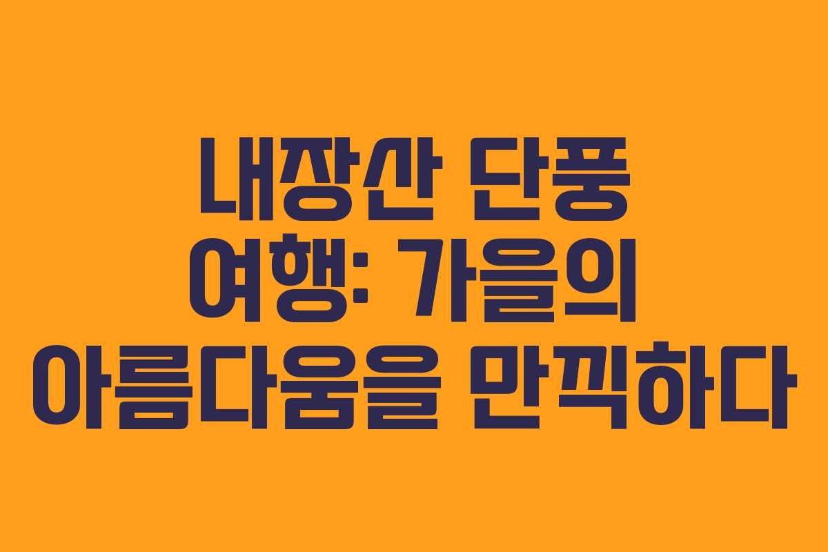 내장산 단풍 여행: 가을의 아름다움을 만끽하다