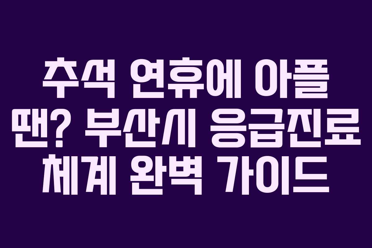 추석 연휴에 아플 땐? 부산시 응급진료 체계 완벽 가이드