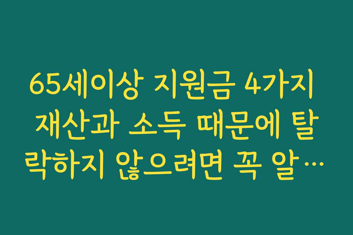 65세이상 지원금 4가지 재산과 소득 때문에 탈락하지 않으려면 꼭 알아야 할 기준