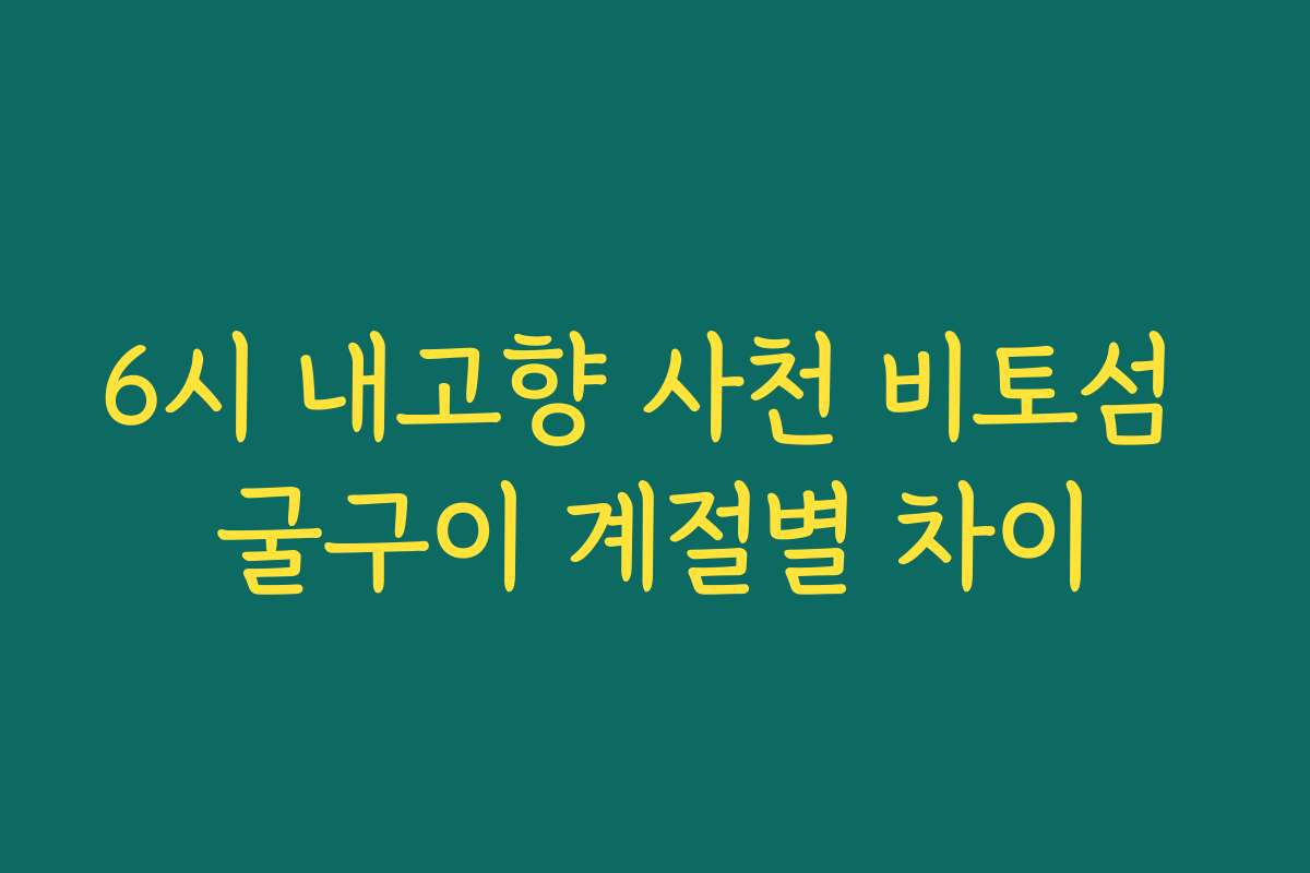 6시 내고향 사천 비토섬 굴구이 계절별 차이