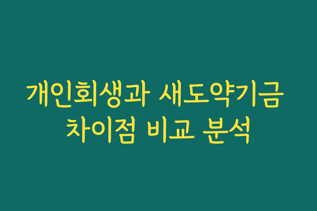 개인회생과 새도약기금 차이점 비교 분석