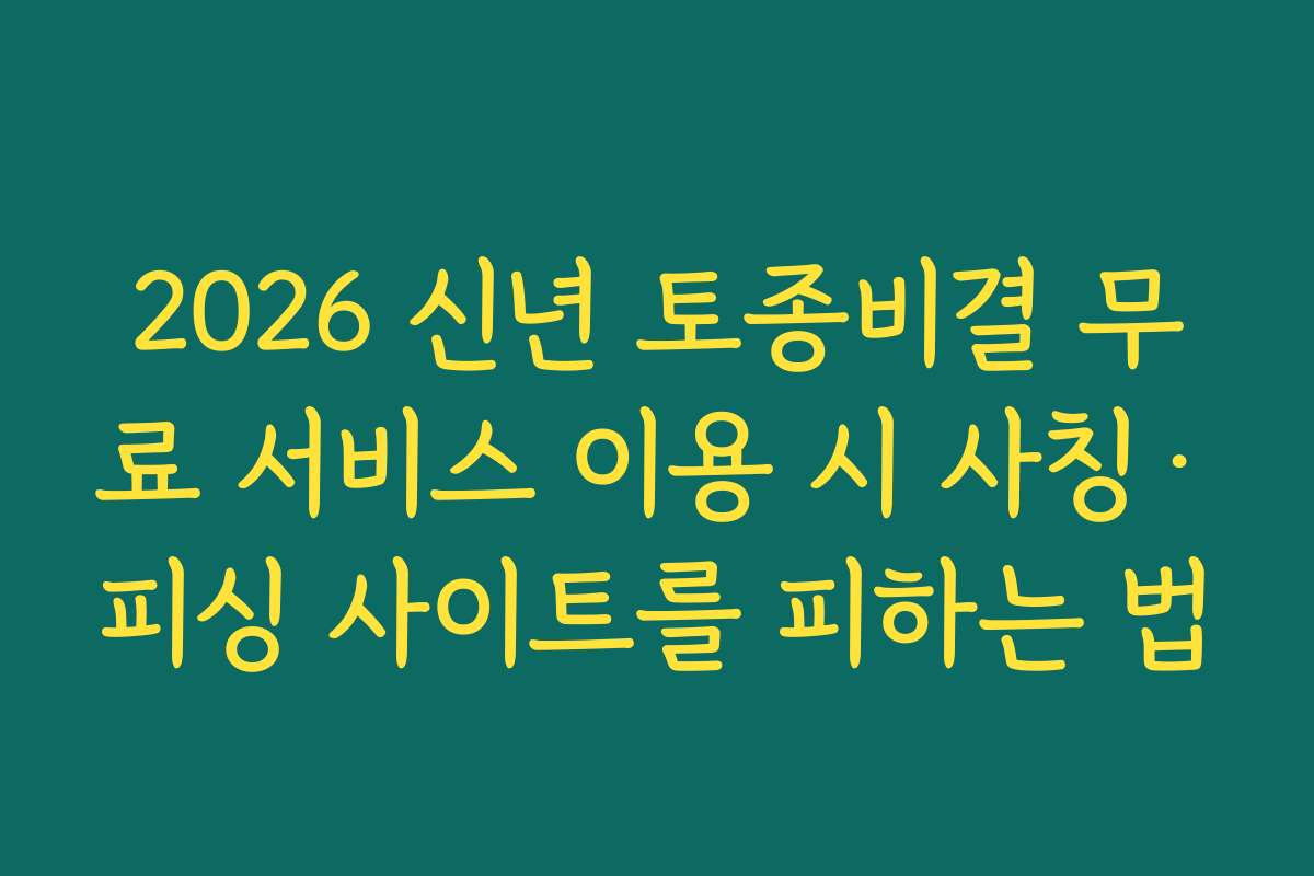 2026 신년 토종비결 무료 서비스 이용 시 사칭·피싱 사이트를 피하는 법 2026 신년 토종비결 무료 서비스 이용 시 사칭·피싱 사이트를 피하는 법