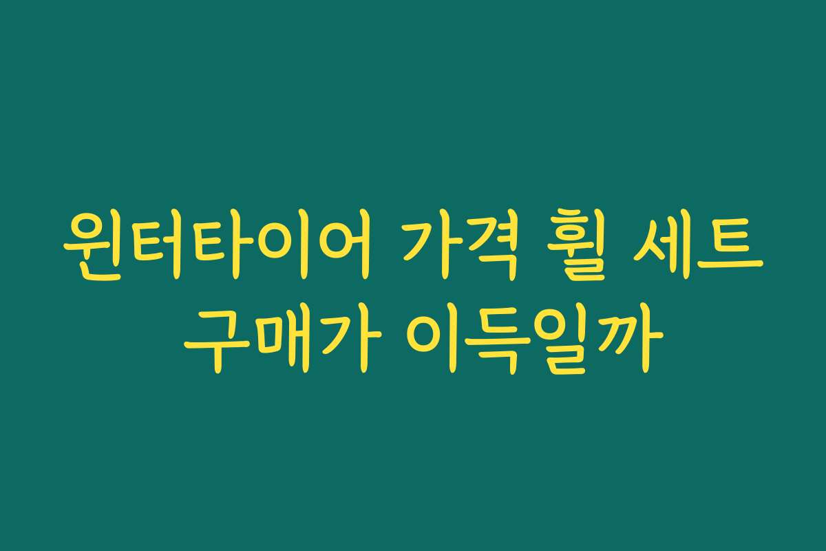 윈터타이어 가격 휠 세트 구매가 이득일까