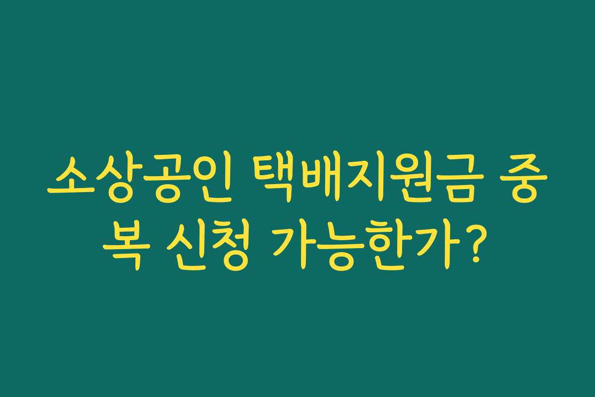 소상공인 택배지원금 중복 신청 가능한가?