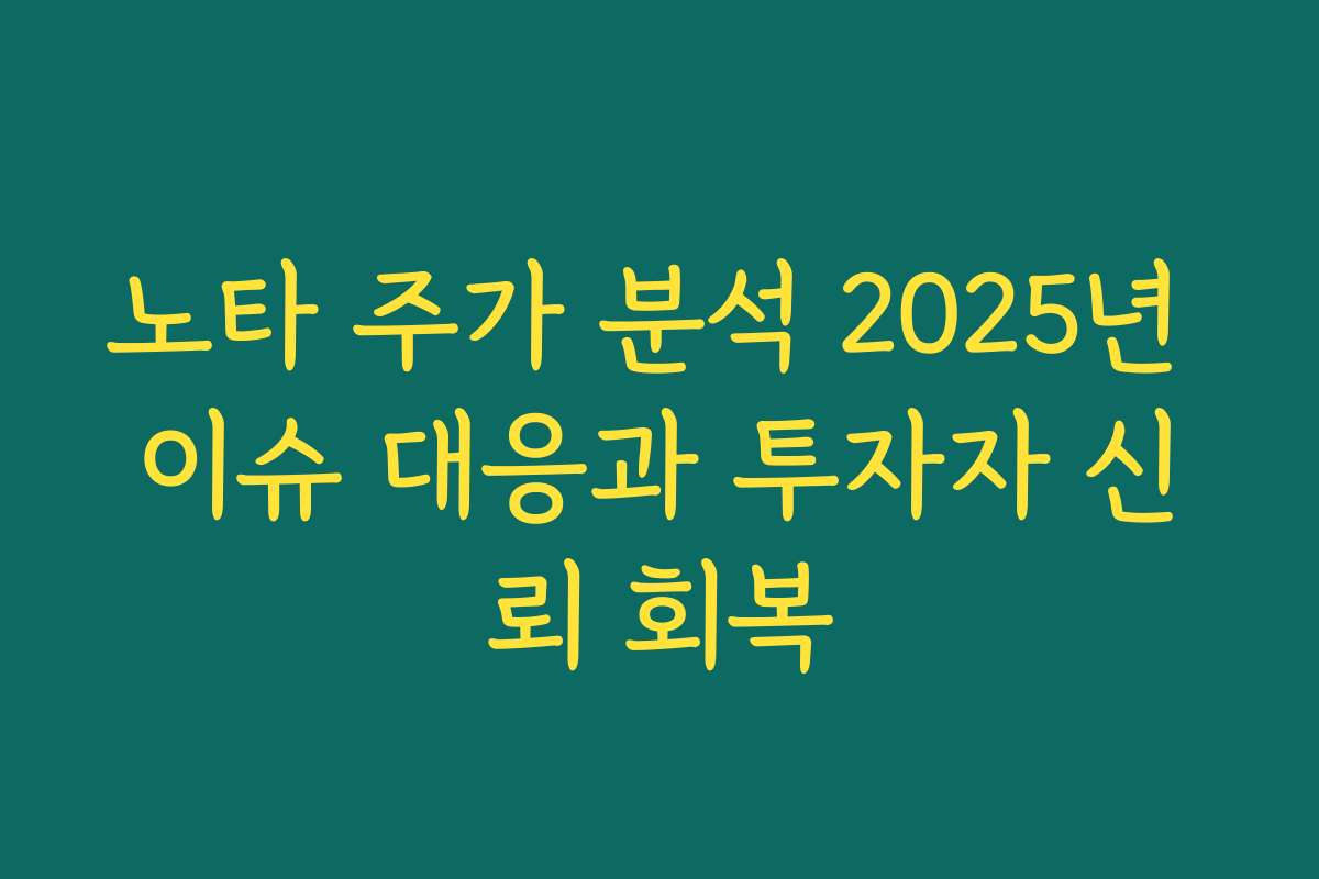 노타 주가 분석 2025년 이슈 대응과 투자자 신뢰 회복