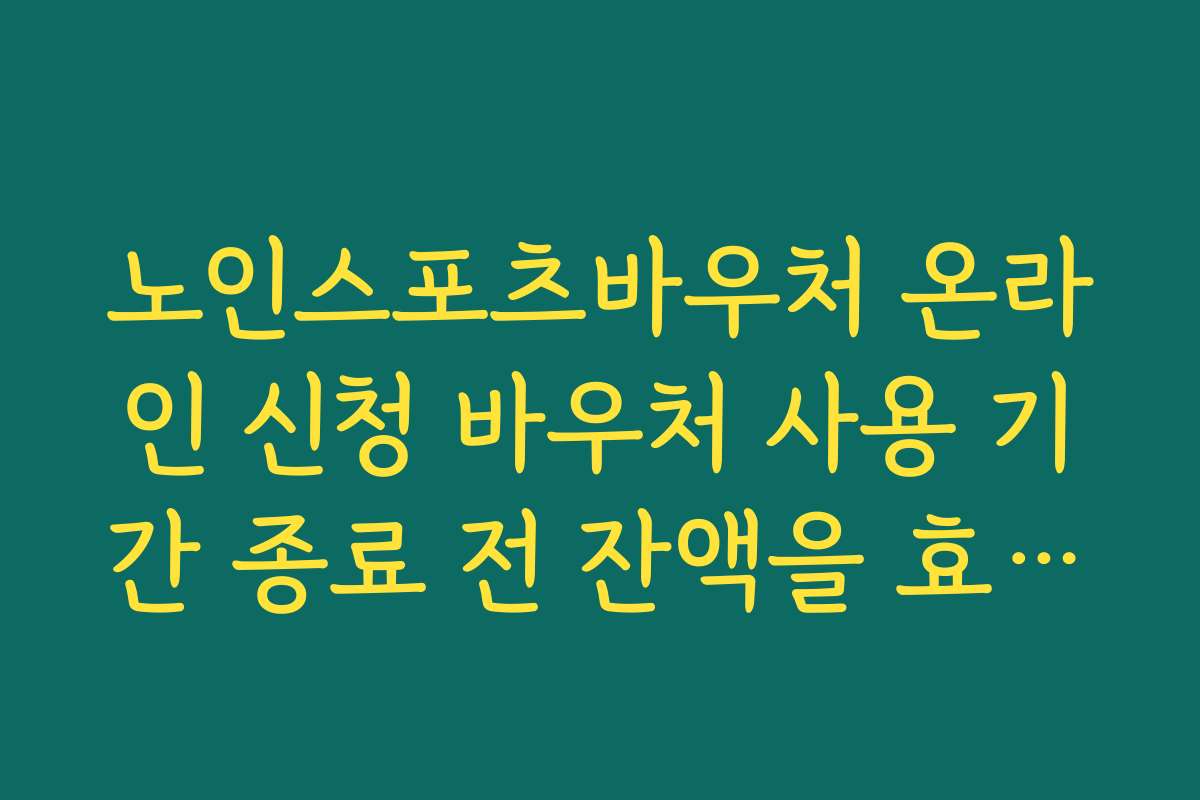 노인스포츠바우처 온라인 신청 바우처 사용 기간 종료 전 잔액을 효율적으로 쓰는 전략