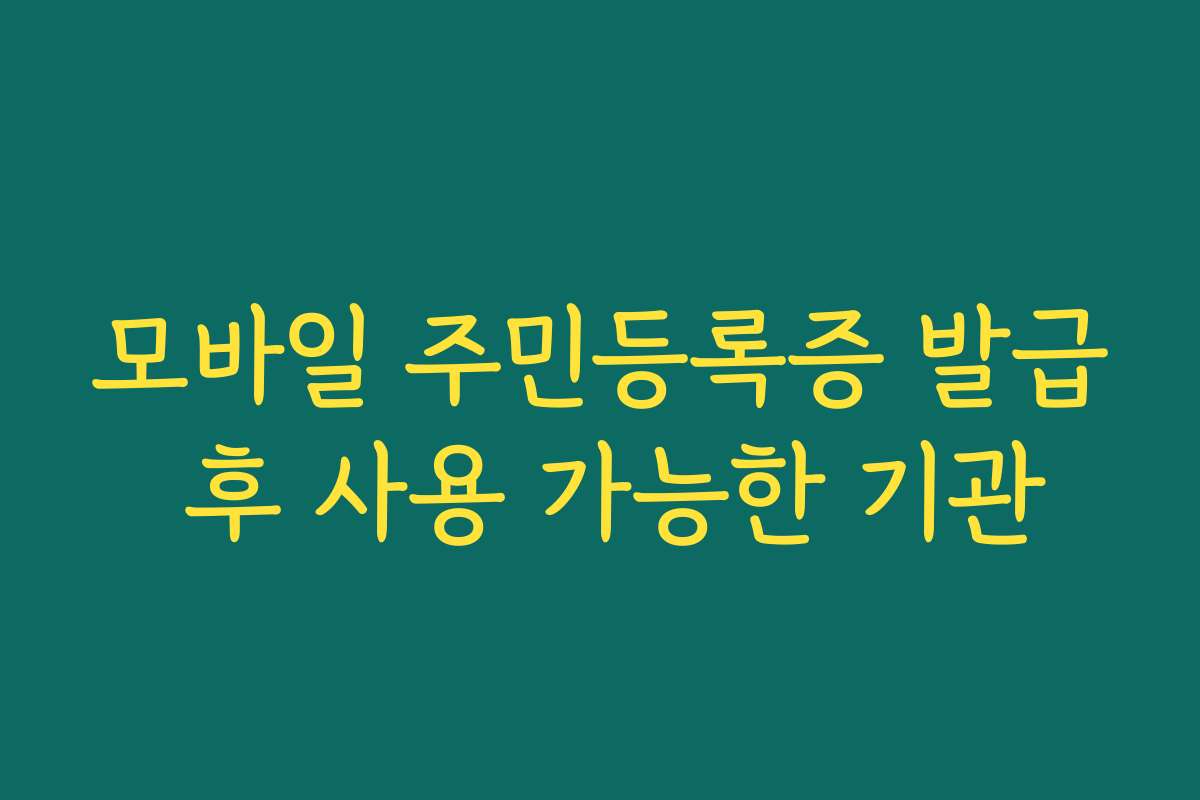 모바일 주민등록증 발급 후 사용 가능한 기관