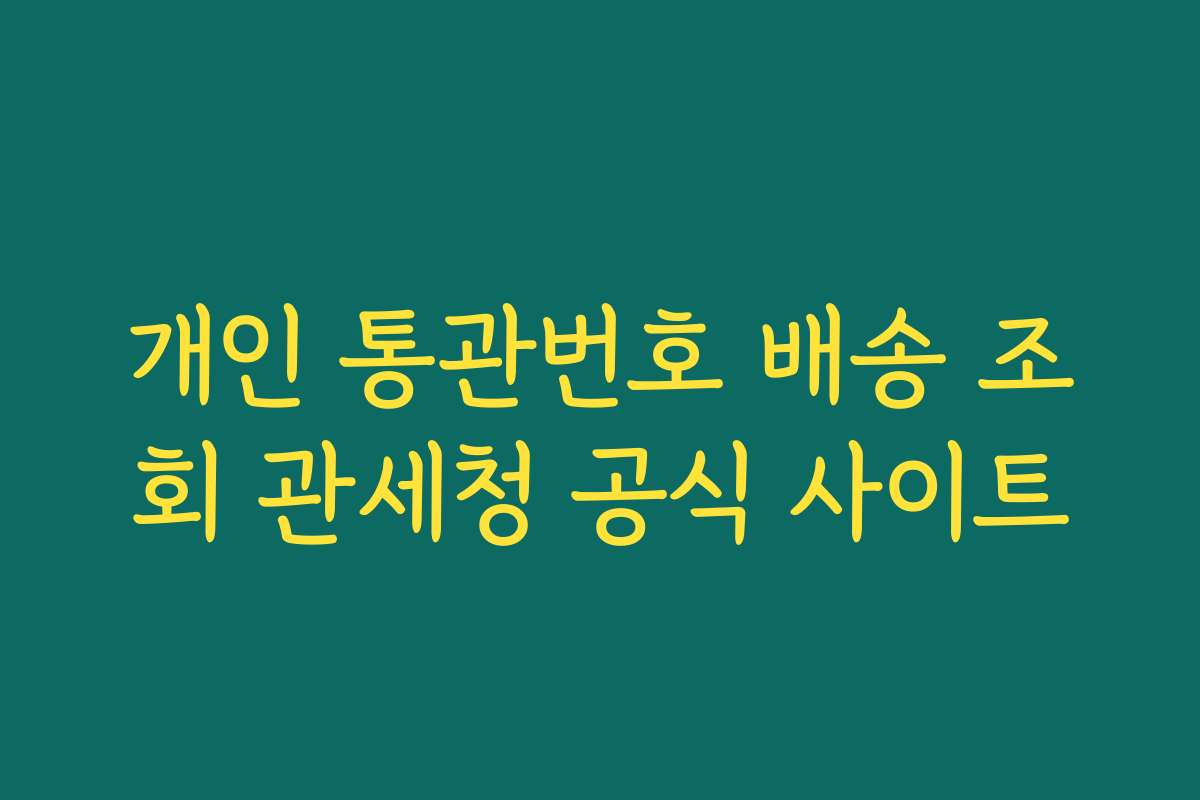 개인 통관번호 배송 조회 관세청 공식 사이트
