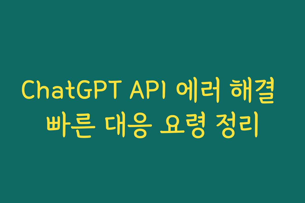 ChatGPT API 에러 해결 빠른 대응 요령 정리