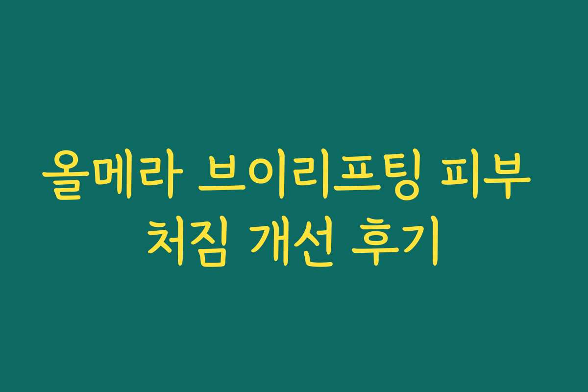 올메라 브이리프팅 피부 처짐 개선 후기