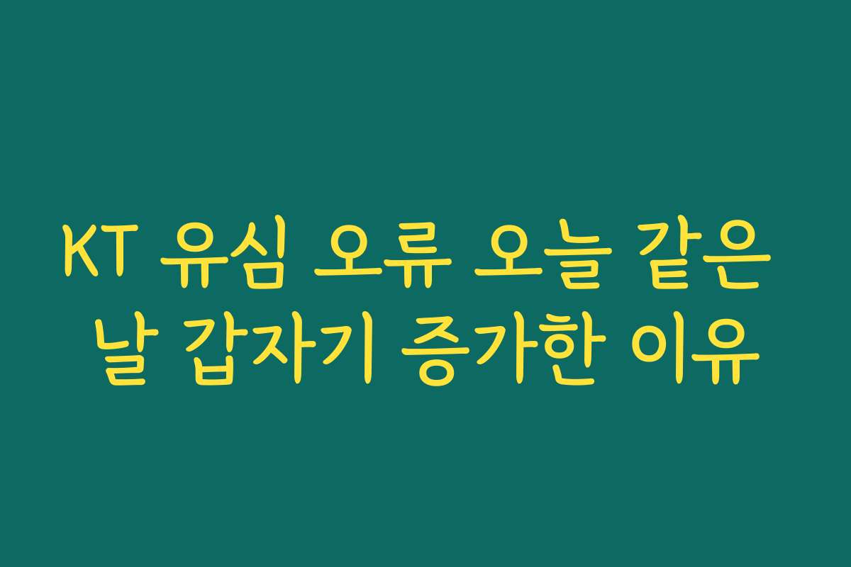 KT 유심 오류 오늘 같은 날 갑자기 증가한 이유