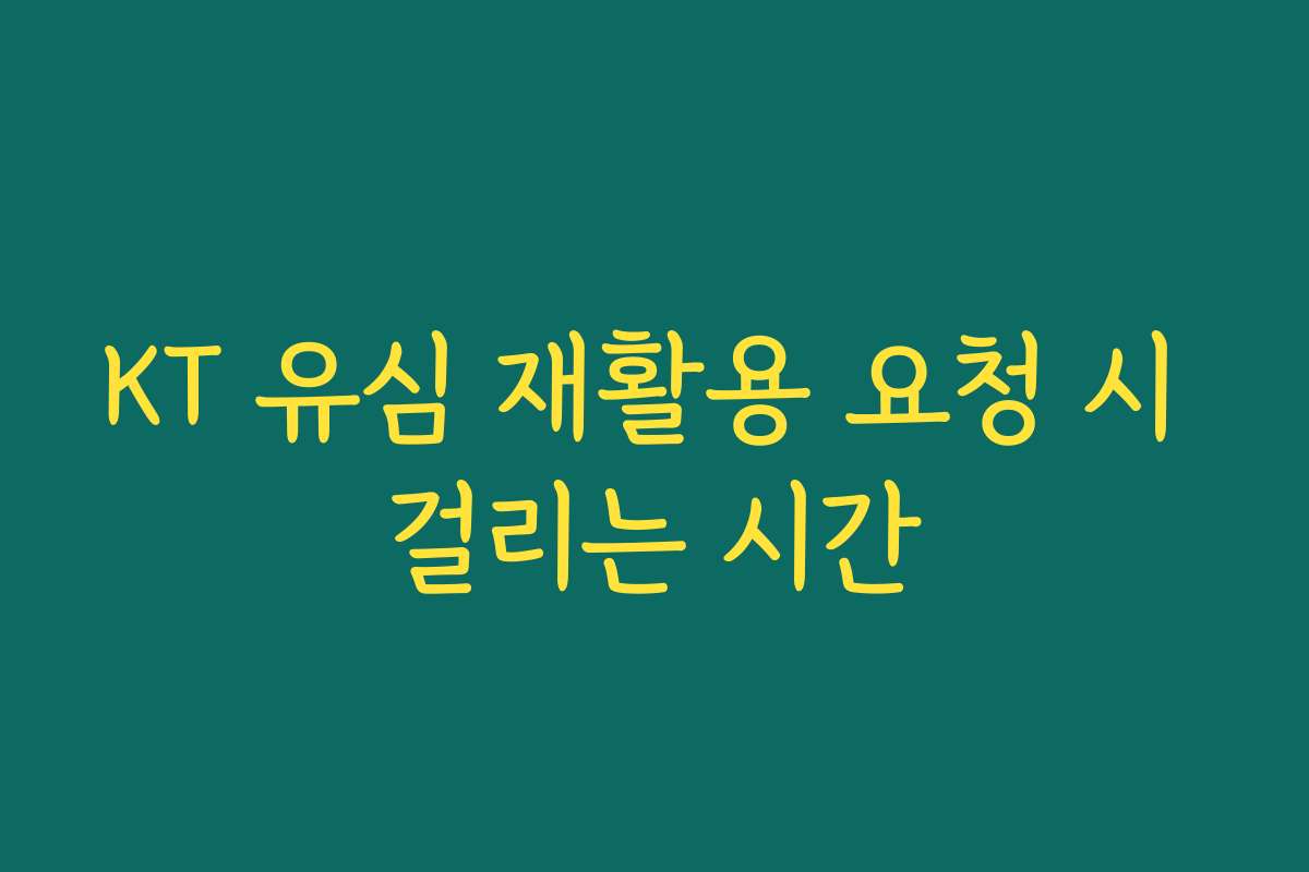 KT 유심 재활용 요청 시 걸리는 시간