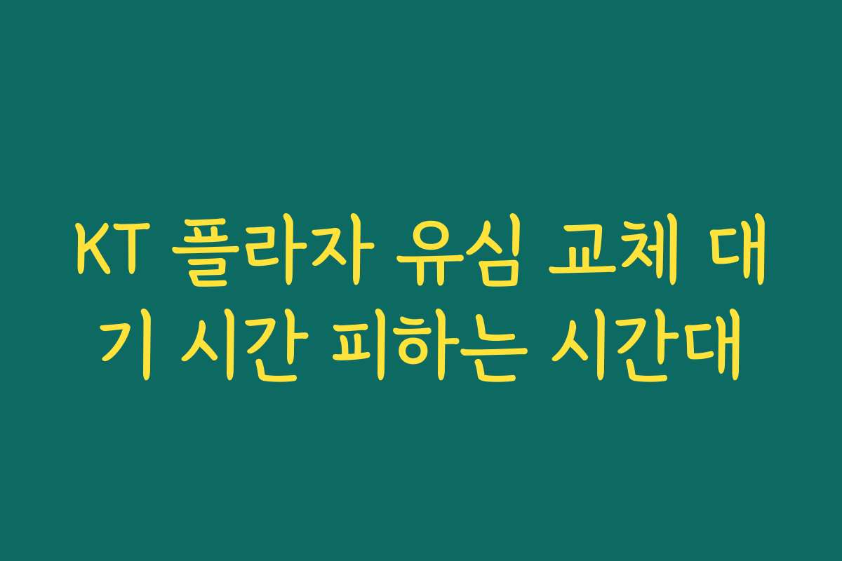 KT 플라자 유심 교체 대기 시간 피하는 시간대