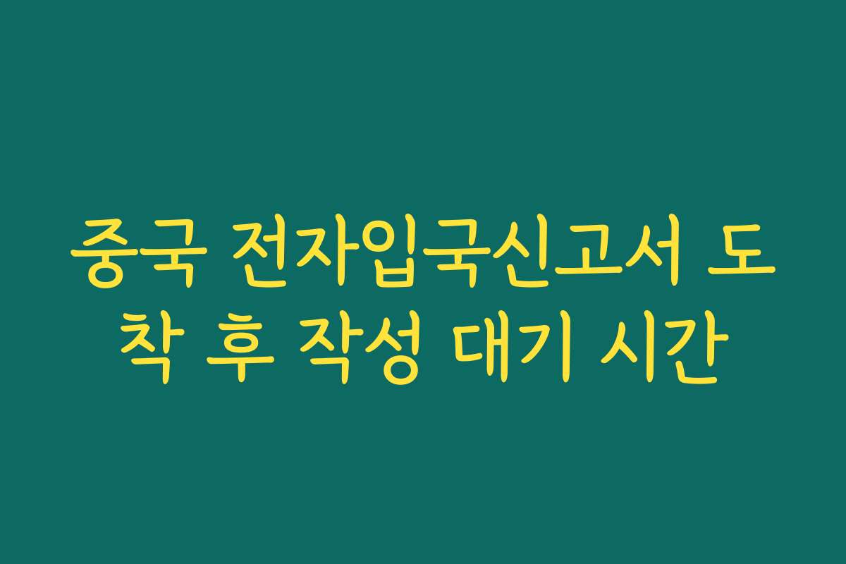 중국 전자입국신고서 도착 후 작성 대기 시간